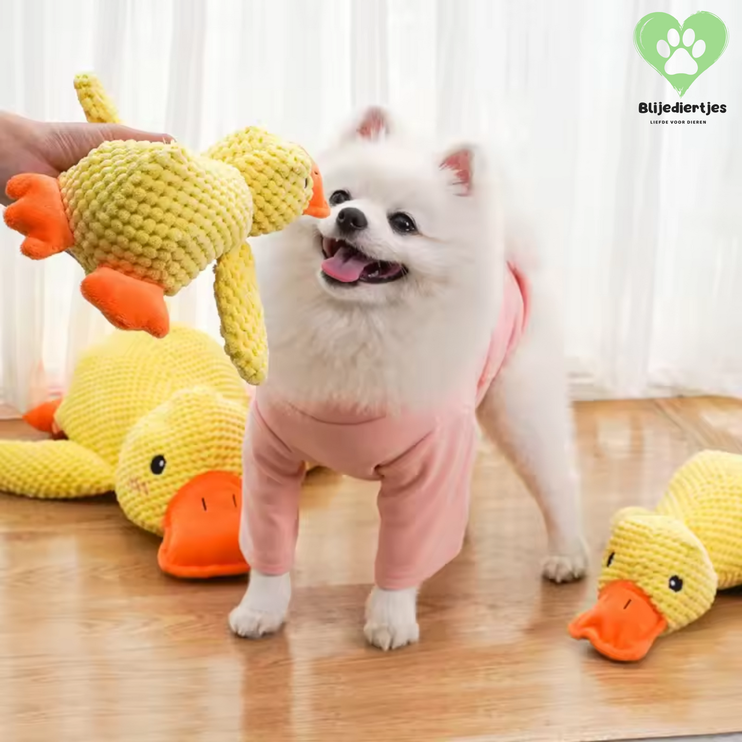 Duckie™ – Dé knuffel die jouw hond rust, veiligheid en plezier geeft