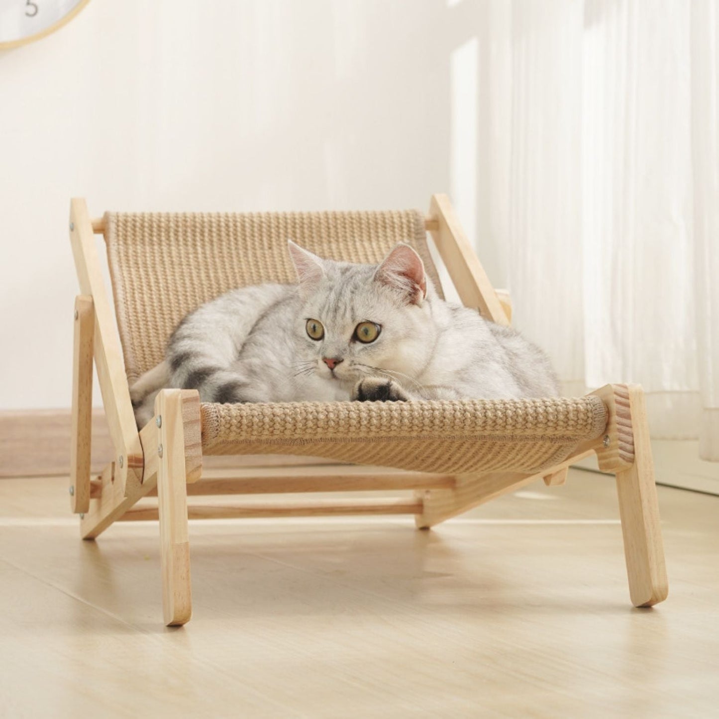 Houten Lounge Stoel Kat | Verstelbare Strandstoel voor Katten