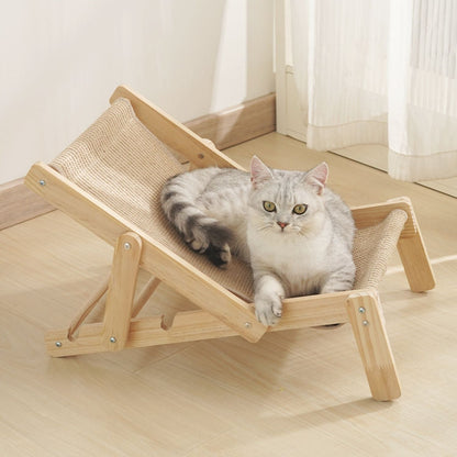 Houten Lounge Stoel Kat | Verstelbare Strandstoel voor Katten